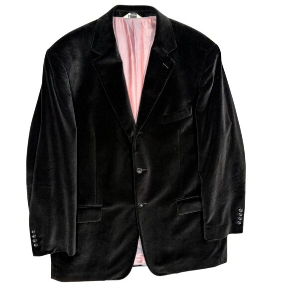 Wilke-Rodriguez Velour Blazer Velvet Sport Coat Black 100% Cotton 46L - Picture 1 of 8